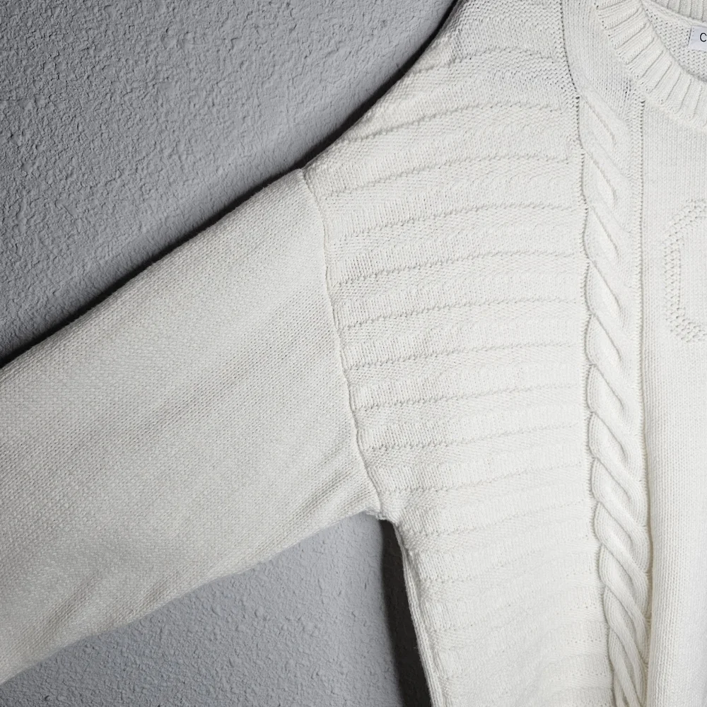 Calvin Klein Ivory Sweater Womens XL Cable Knit Preppy Luxury Logo Quiet Luxury‎ - Picture 4 of 11